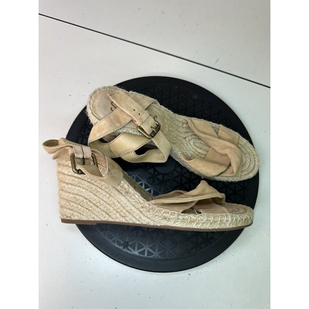 Splendid Womens Beige Suede Espadrille Wedge Sandals Size 8.5 US